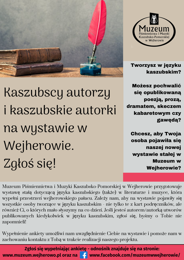 Zdjęcie do newsa Kaszubscy autorzy i kaszubskie autorki na wystawie w Wejherowie. Zgłoś się!