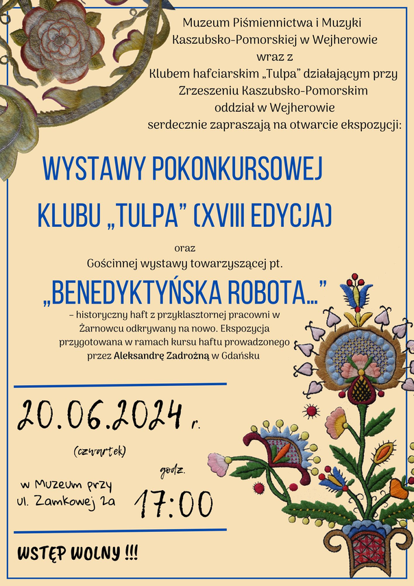 Zdjęcie do newsa Kolejna odsłona haftu kaszubskiego w pałacu. Zapraszamy!